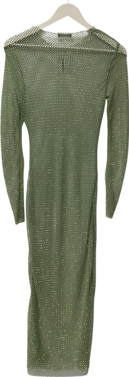 Noughts & Kisses Green Sequin Sheer Maxi Dress UK S