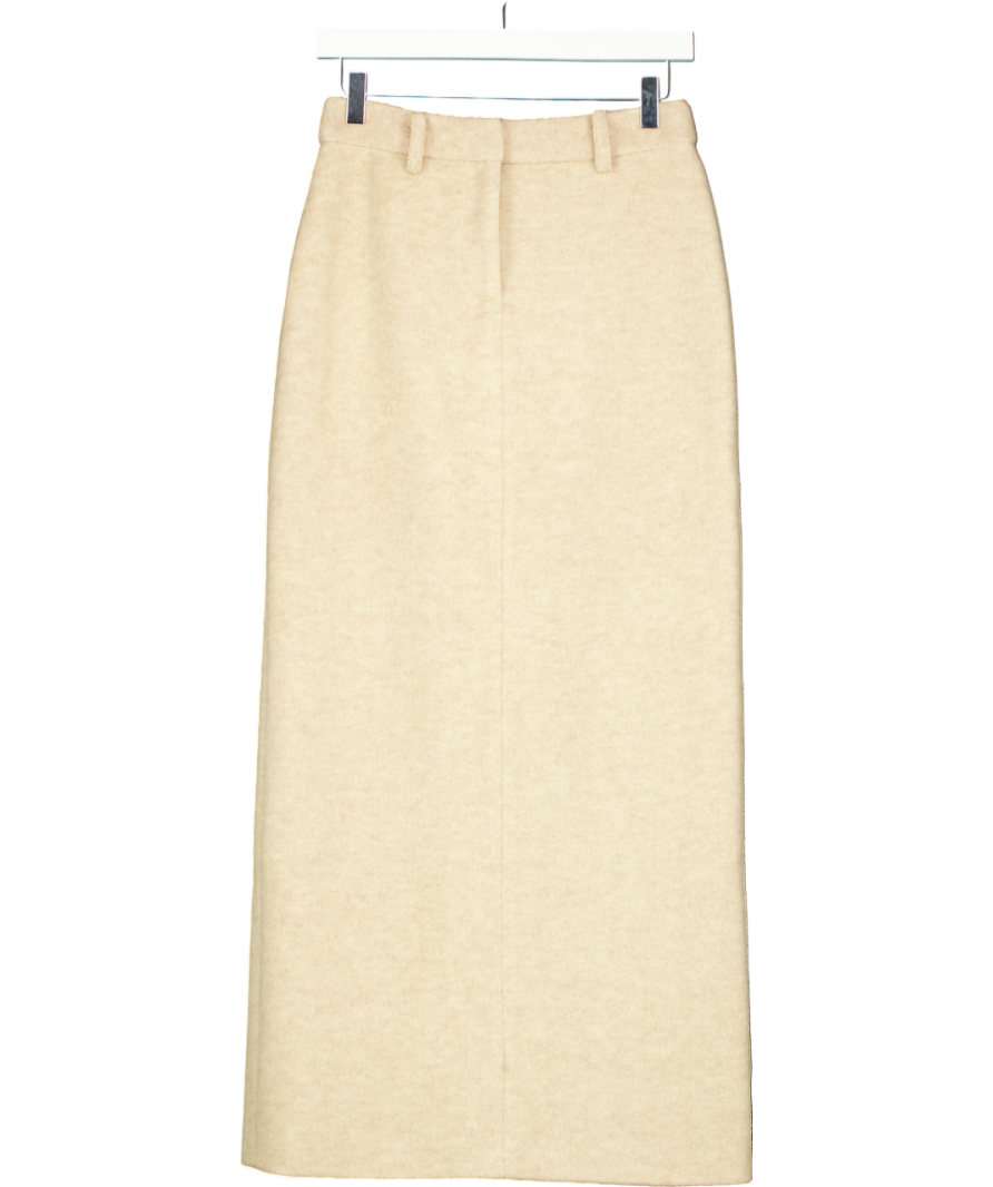 4th & Reckless Beige Sammy Wool Blend Maxi Skirt UK 8