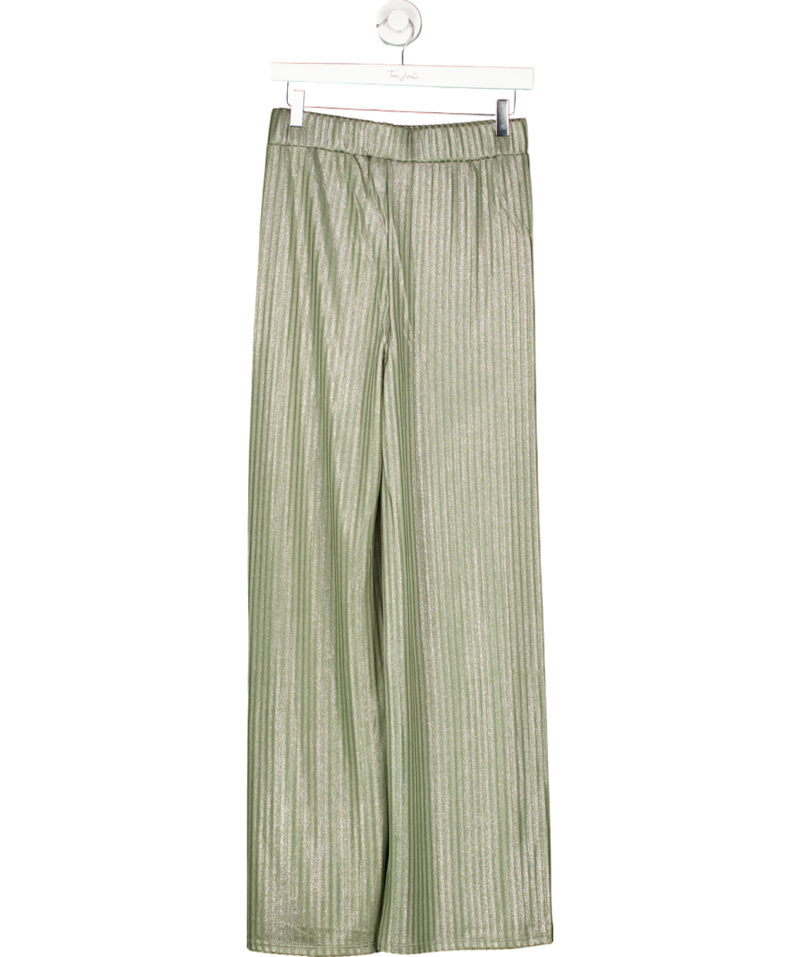 MANGO Green Wideleg Trousers With Elastic Waist UK S