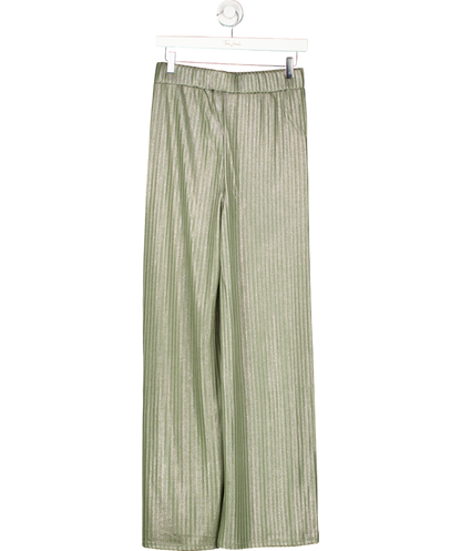 MANGO Green Wideleg Trousers With Elastic Waist UK S