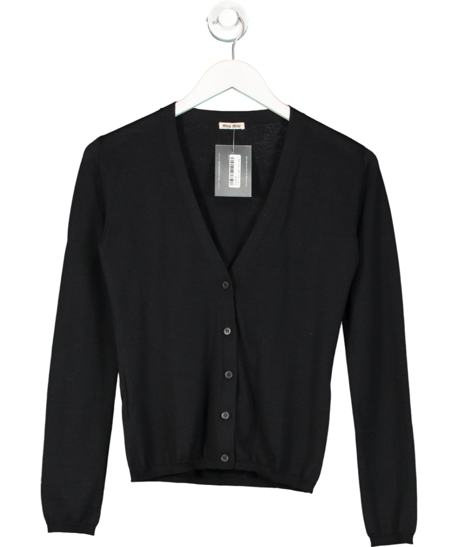 Miu Miu Black Fine Knit Cardigan UK 12