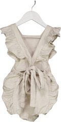 Freya Lillie Beige 100% Linen Blend Romper With Frill Detail 2 Years