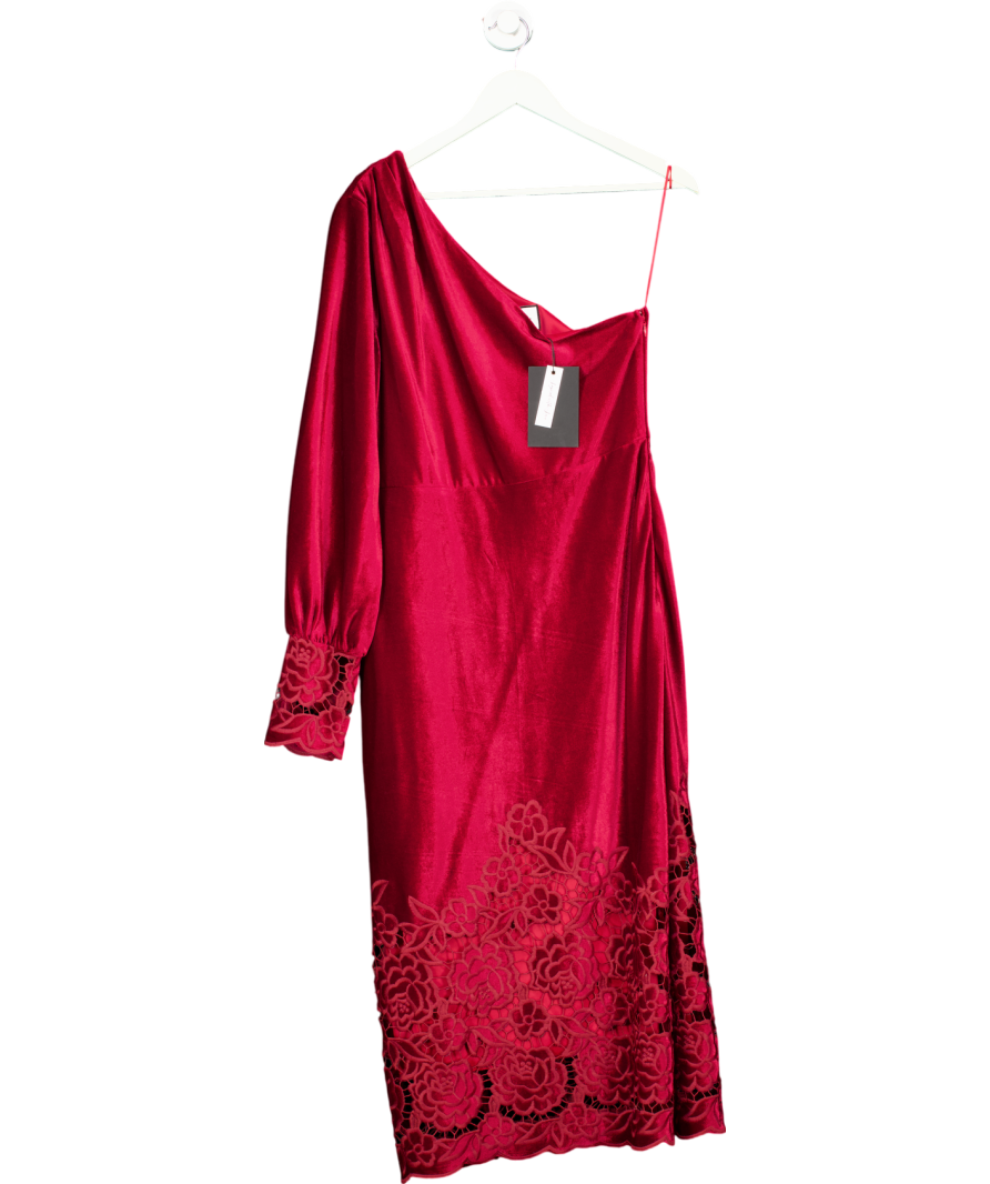 Layered With Love Red Champagne Wishes Velvet One Shoulder Dress UK M