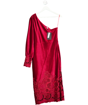 Layered With Love Red Champagne Wishes Velvet One Shoulder Dress UK M