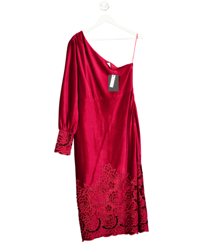 Layered With Love Red Champagne Wishes Velvet One Shoulder Dress UK M