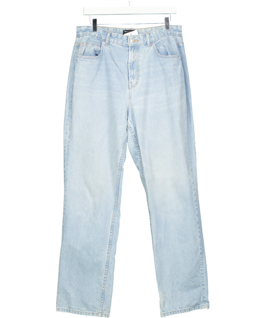 ASOS Blue Ember Low Rise Wide Leg Jeans In Bleach W32