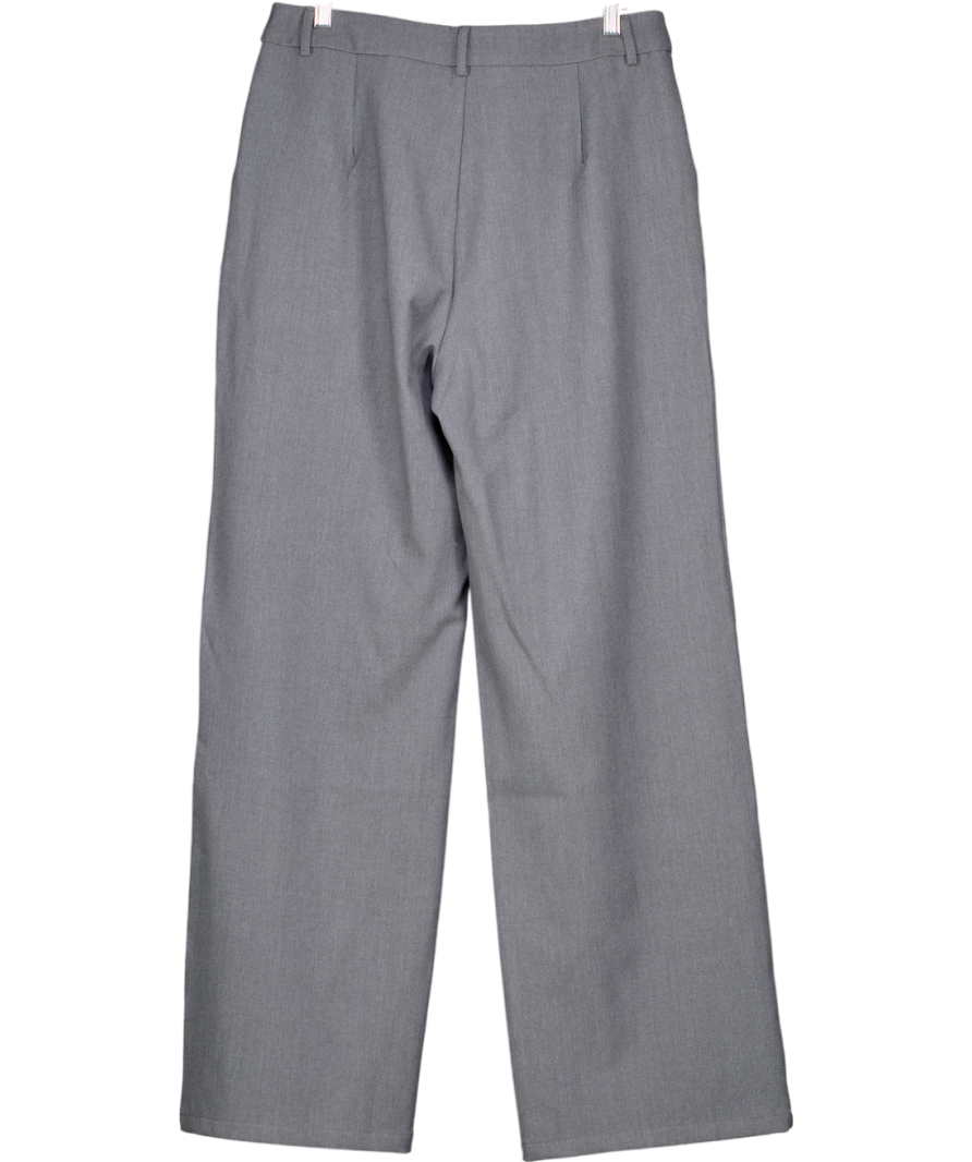 White Fox Grey Wide Leg Trousers UK L