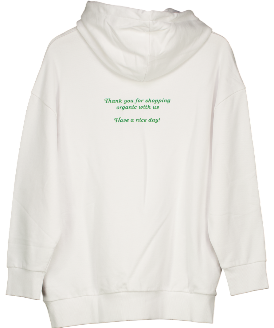 Stella McCartney White Oversize Organic Cotton Logo Hoodie UK XS