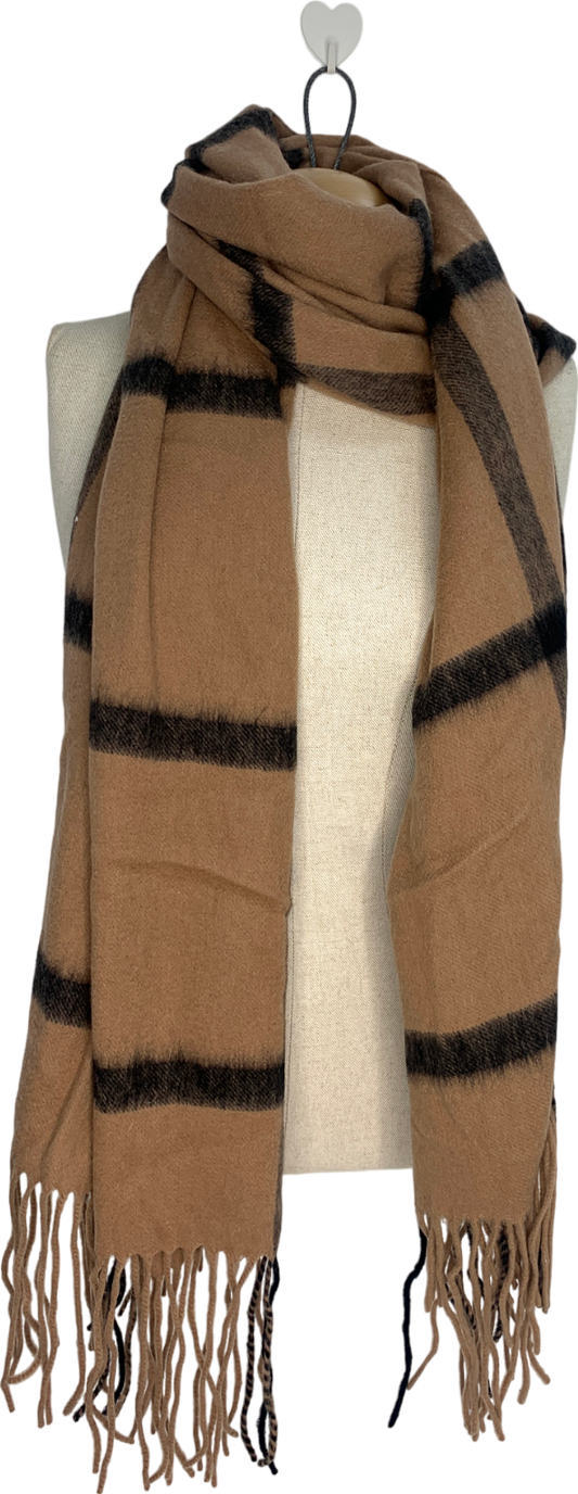 Brown Checked Scarf One Size