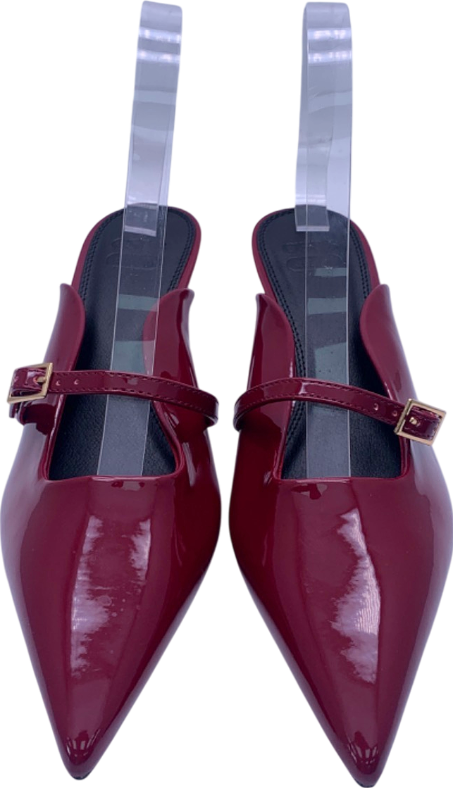 ASOS Burgundy Patent Pointed Toe Mules EU 38