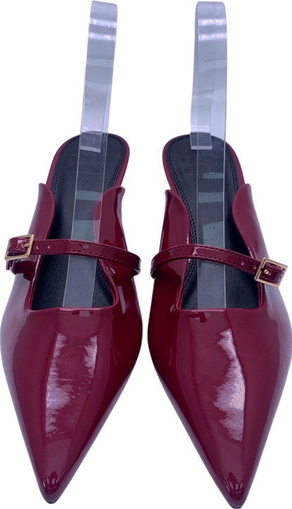 ASOS Burgundy Patent Pointed Toe Mules EU 38