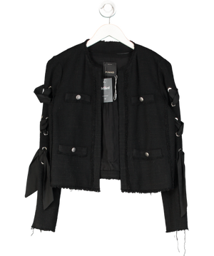 Pinko Black Tweed Laced Sleeve Jacket UK 8