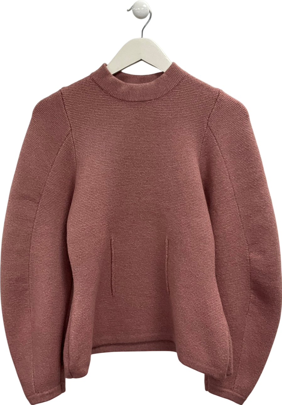 ASOS Knitted Crew Neck Jumper With Boxy Sleeve In Pink UK S