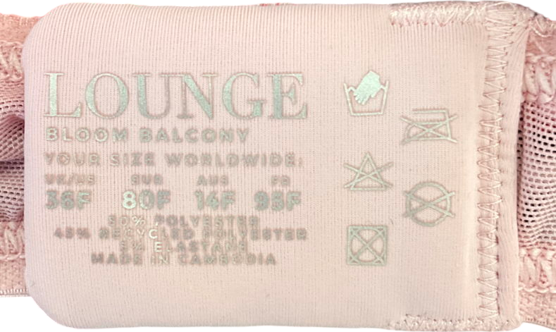 Lounge Underwear Pink Bloom Embroidered Balcony Bra UK 36F