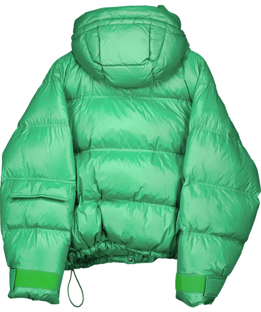 Holzweiler Women's Green Quilted Shell Hooded Jacket UK S