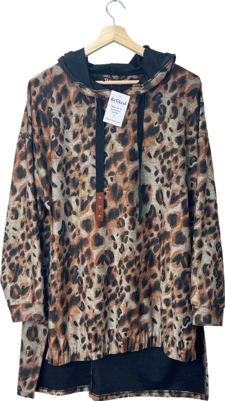 Yours Multi Leopard Print Hooded Top UK 22-24
