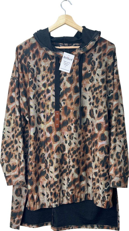 Yours Multi Leopard Print Hooded Top UK 22-24