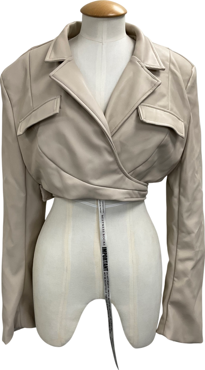 Mistress Rocks Beige Wrap Jacket In Taupe UK S