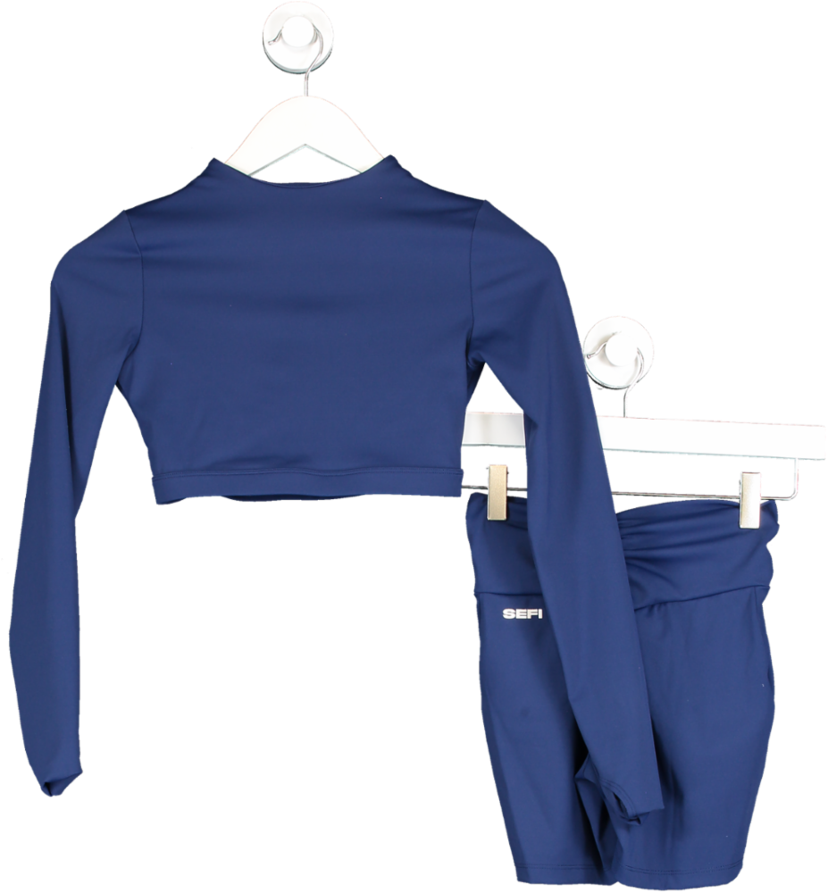 Sefi Blue Define Long Sleeve Crop And High Waist Shorts In Midnight UK XS