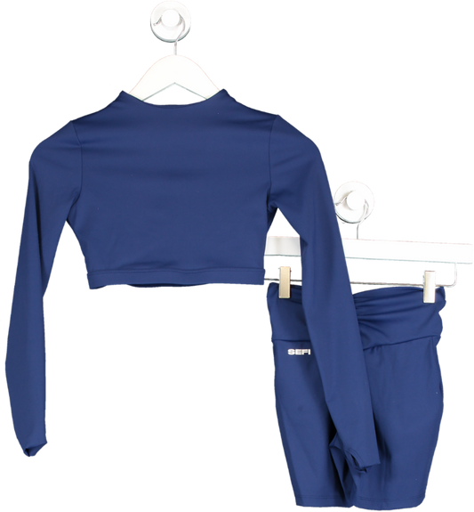 Sefi Blue Define Long Sleeve Crop And High Waist Shorts In Midnight UK XS
