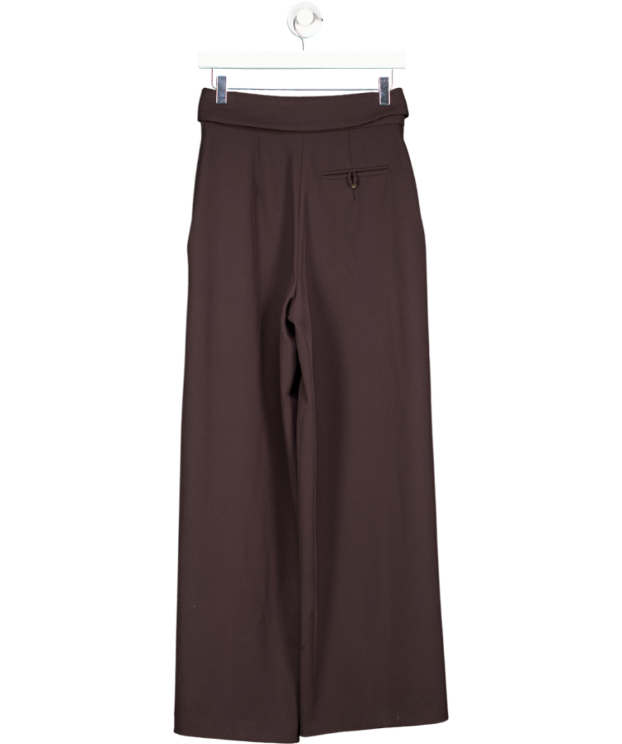 River Island Ri Studio Brown Fold Over Waist Wide Trousers UK 8