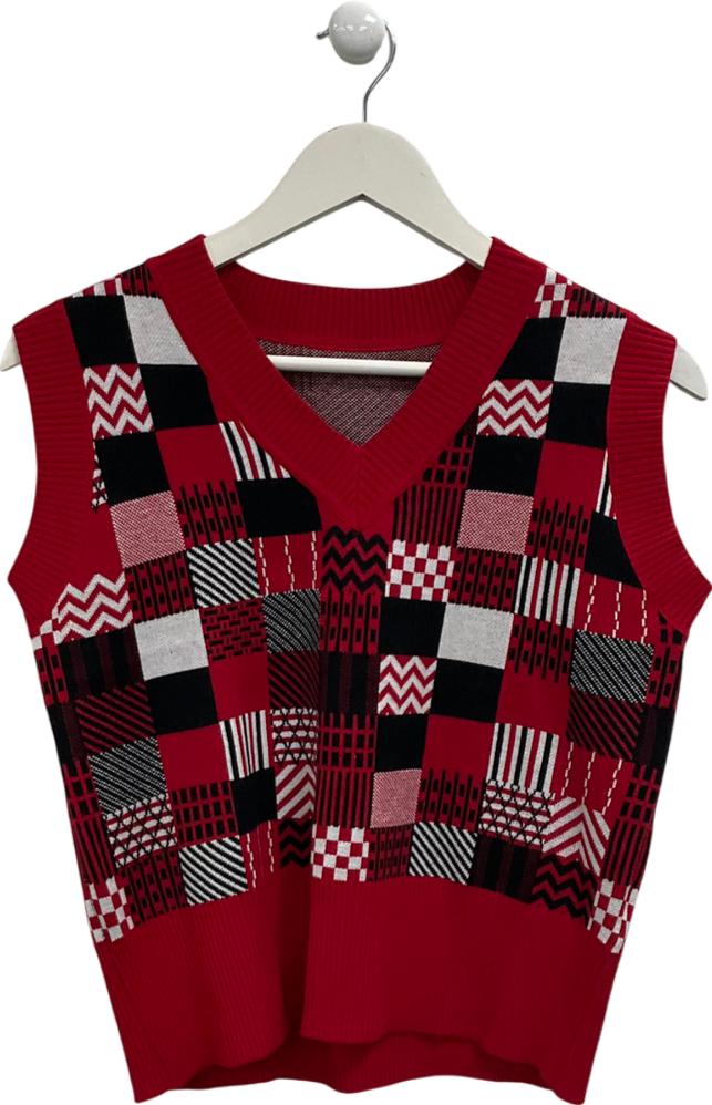 S Deer Red Plaid Print Vest UK S