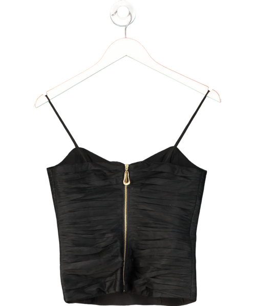 Aje Black Gia Ruched Crepe Top UK 8