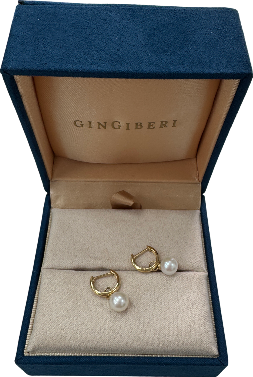 GINGIBERI 18k Solid Yellow Gold And Real Pearl Daily Reverie Earrings
