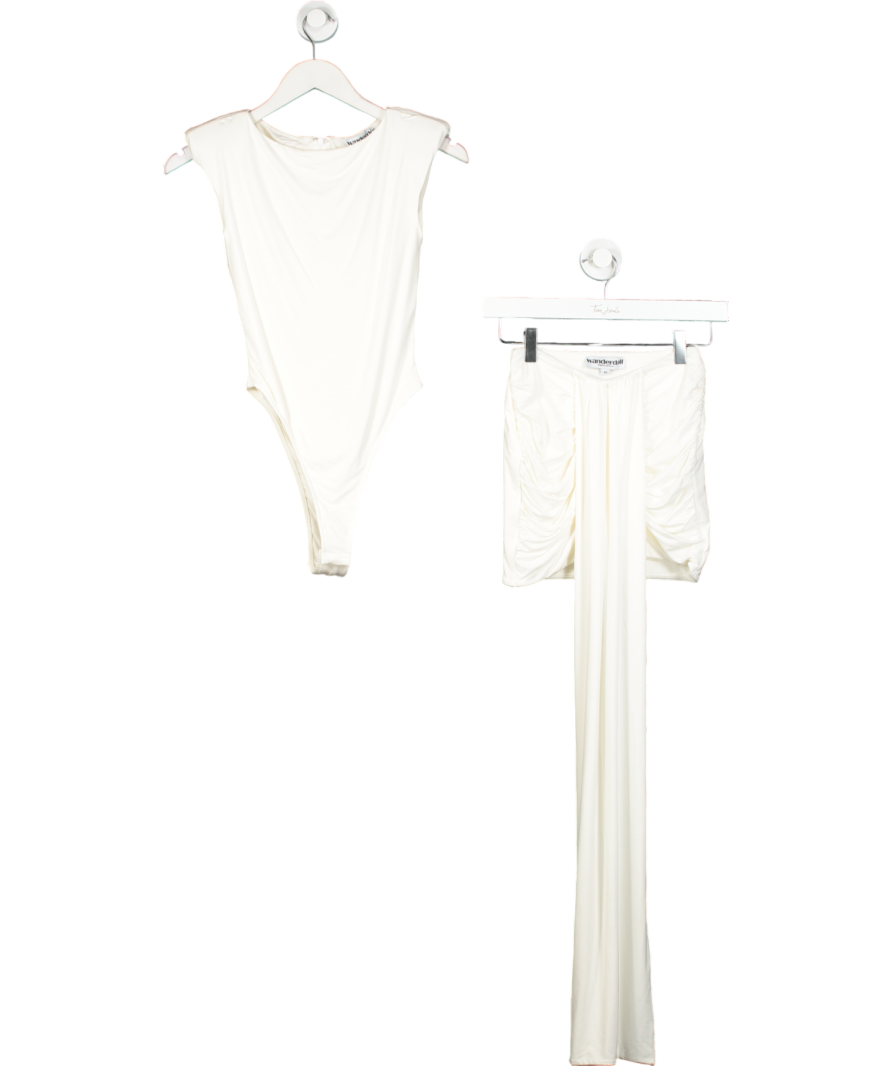 wanderdoll White Nara Bodysuit Drape Mini Skirt UK S