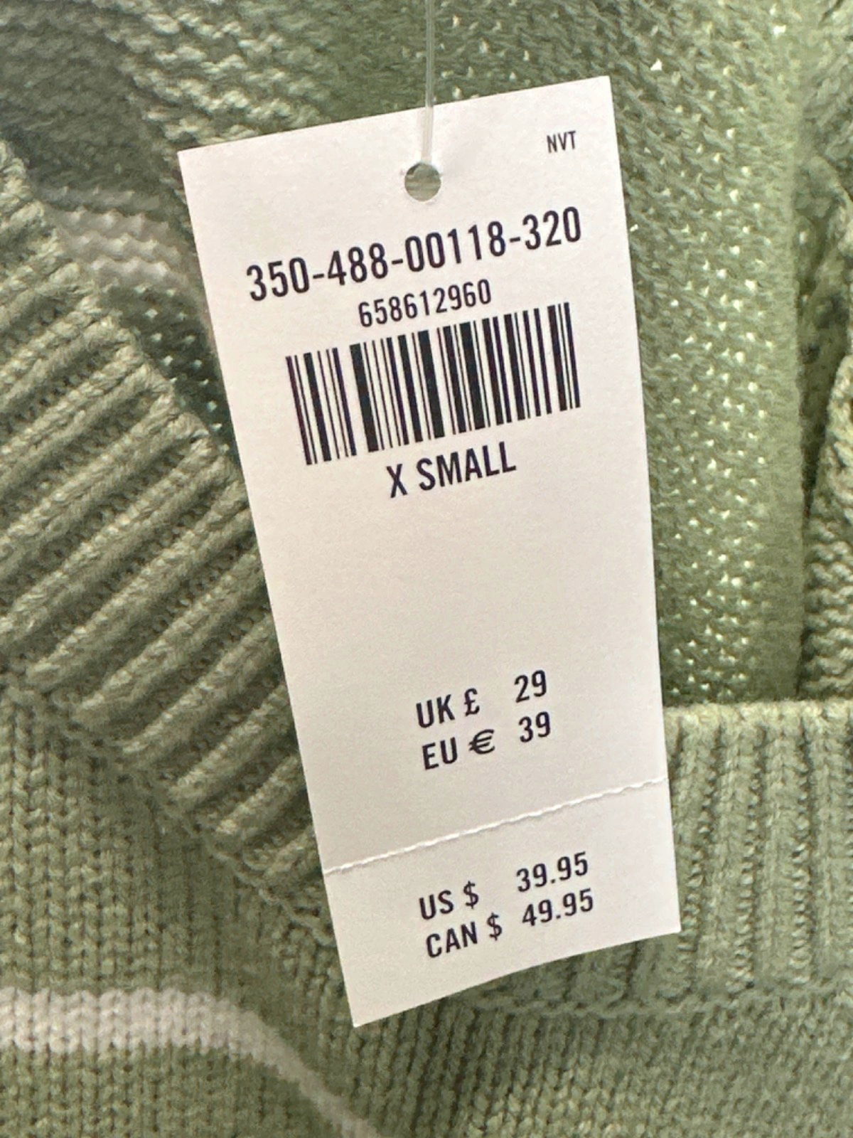 Hollister Green Striped Sweater UK XS