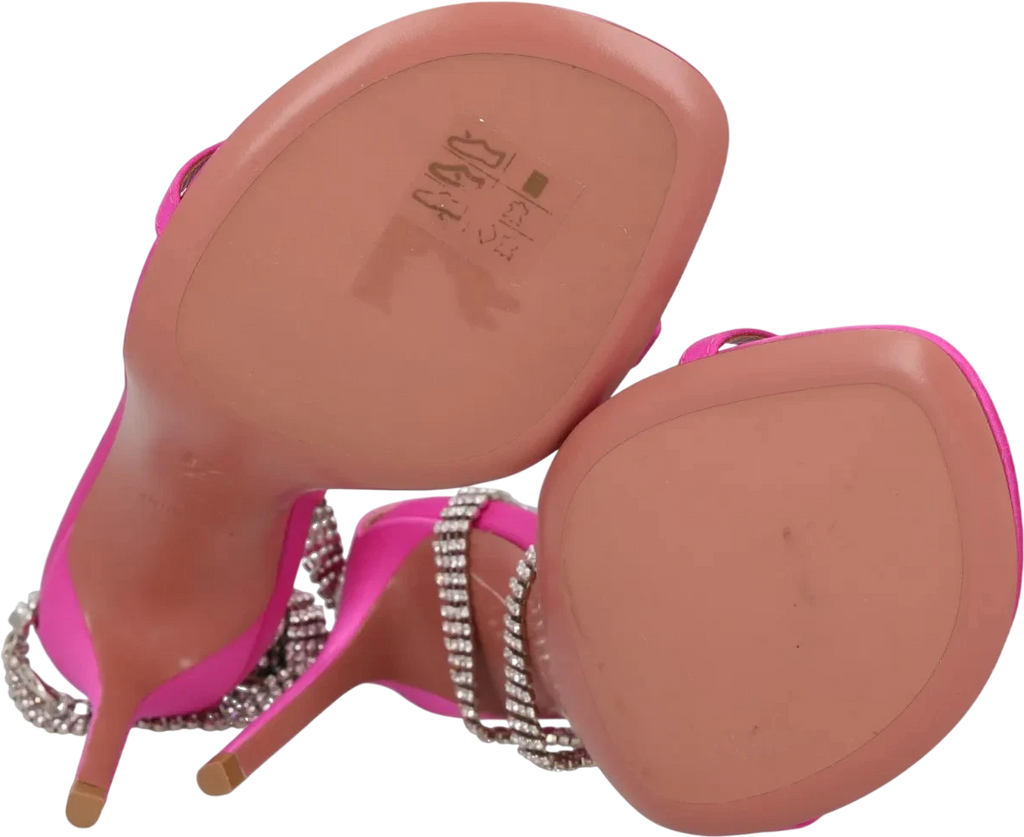 AMINA MUADDI Pink Georgia Crystal-strap Satin Wrap Sandals UK 4 EU 37