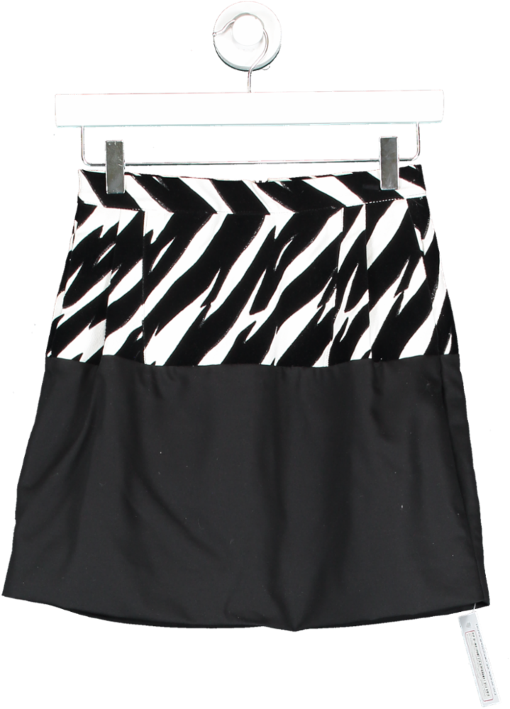 SKRT Black Zebra Panel Mini Skirt UK XS