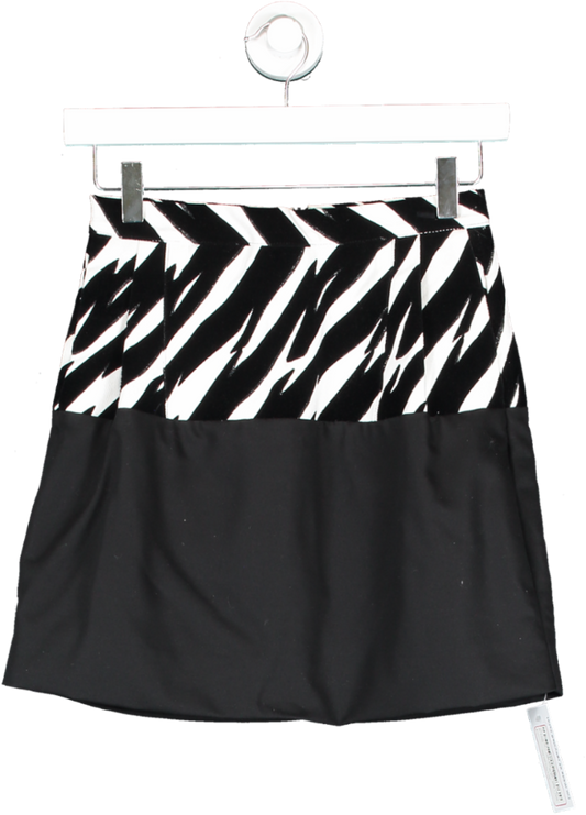 SKRT Black Zebra Panel Mini Skirt UK XS