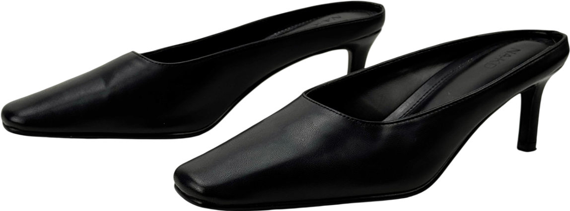 NA-KD Black Squared Toe Mules UK 4 EU 37 👠