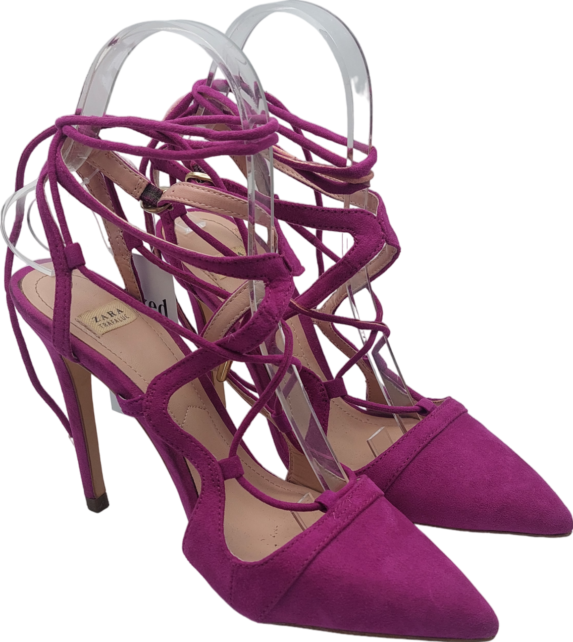 ZARA Purple Suede Laced Stilleto Pumps UK 3 EU 36 👠