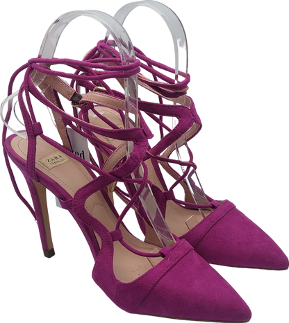 ZARA Purple Suede Laced Stilleto Pumps UK 3 EU 36 👠