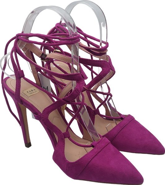 ZARA Purple Suede Laced Stilleto Pumps UK 3 EU 36 👠