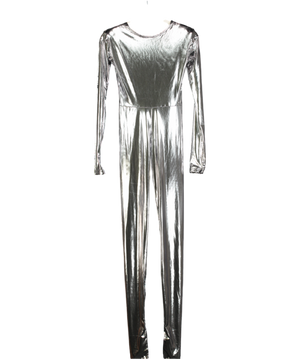 FIORUCCI Metallic Silver footed Jumpsuit UK M