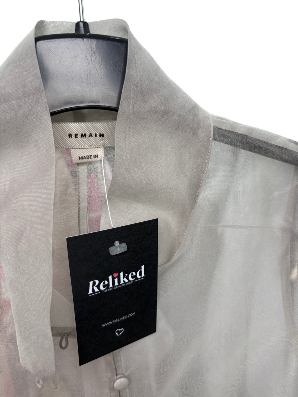 Remain Birger Christensen Grey Organza Sleeveless Blouse UK S