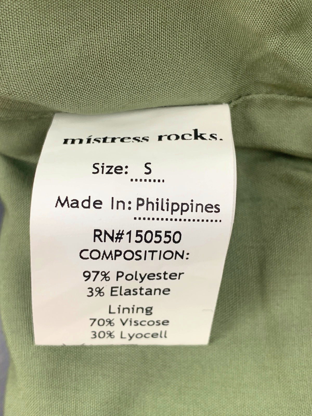 Mistress Rocks Green Crepe Strapless Top UK S