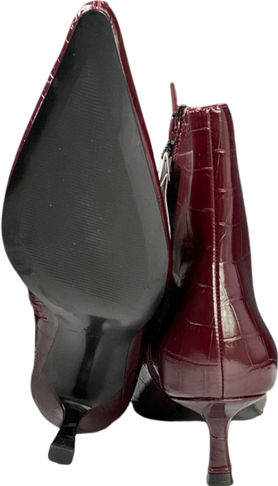 MANGO Red Kitten Heel Pointed Ankle Boots UK 6 EU 39 👠