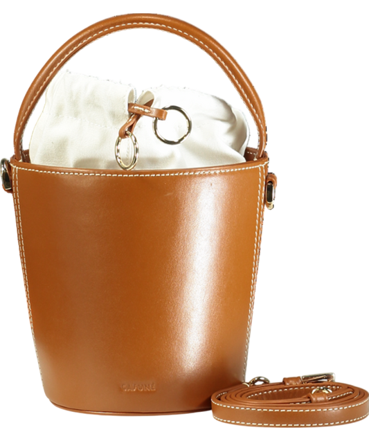 Cafuné Brown Bucket Bag with shoulder strap