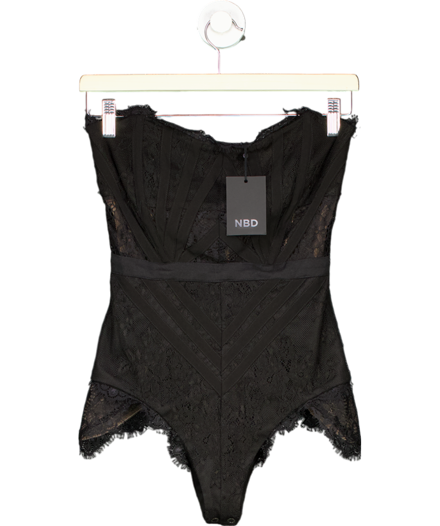 NBD Brad Strapless Lace Bodysuit Black UK XS