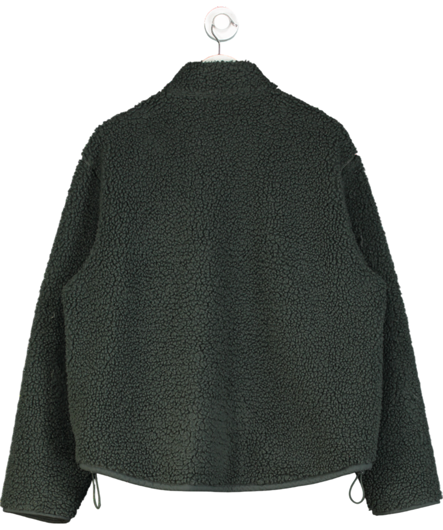 cos Green Relaxed Fit Teddy Zip Up Jacket UK M