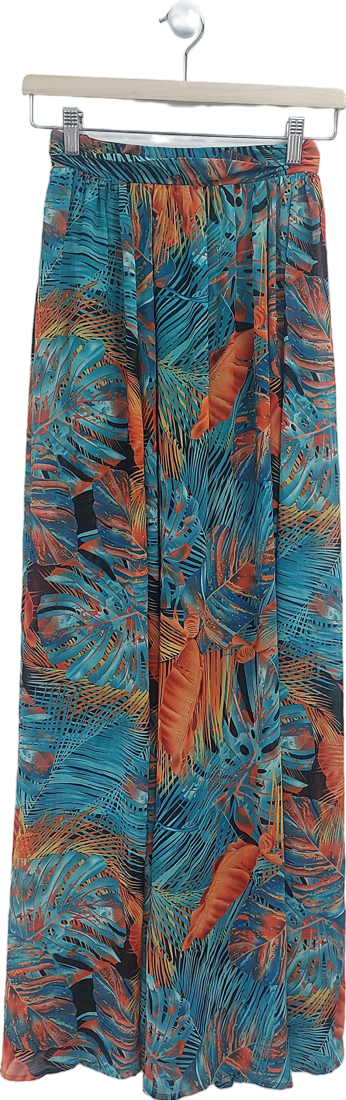 Fashion Nova Blue Palm Print Maxi Skirt UK XS