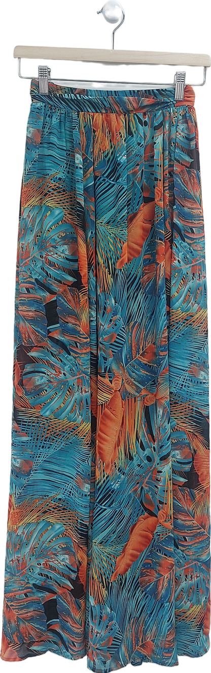 Fashion Nova Blue Palm Print Maxi Skirt UK XS