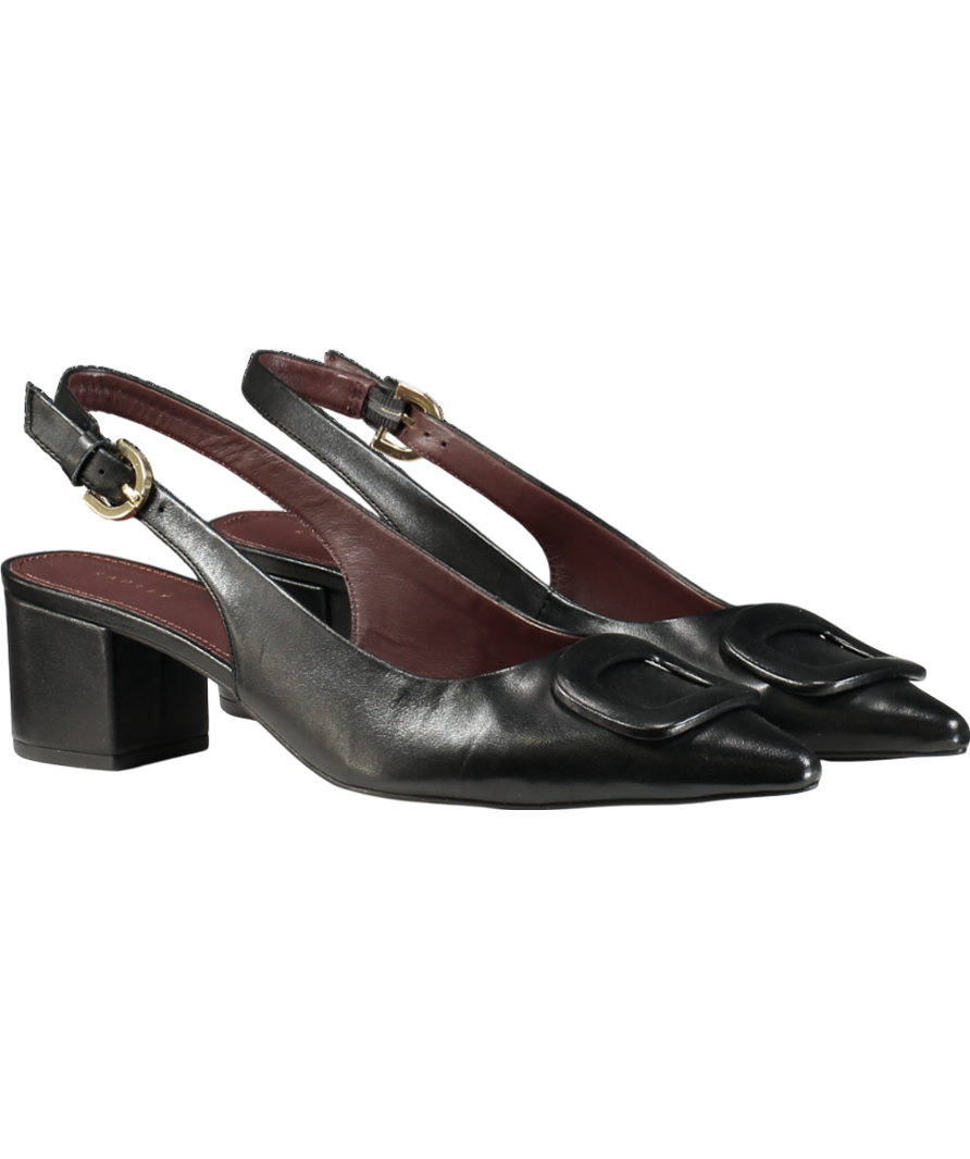 Radley London Black Grosvenor Arcade Leather Pointed Slingback Heeled Courts UK 8 EU 41 👠