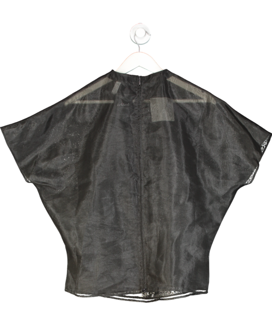 H&M Black Studio Sheer Top UK 16
