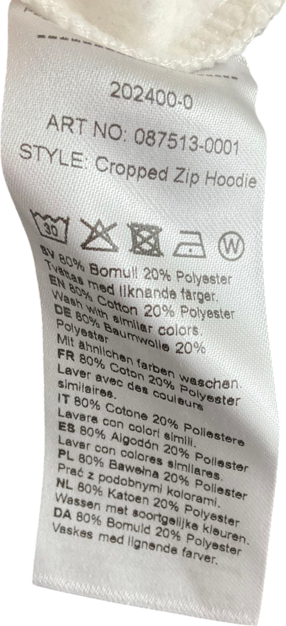 NLY trend White Cropped Zip Hoodie UK S