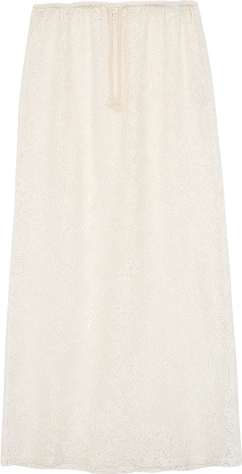 4th & Reckless Cream Rose Off White Crochet Maxi Skir UK 10